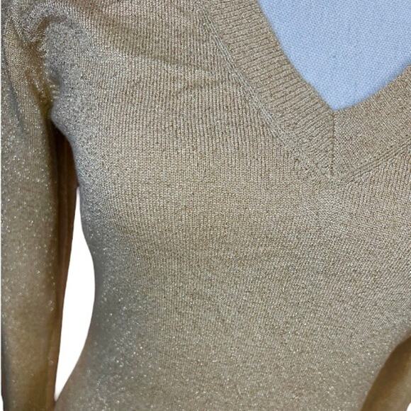 INC International Concepts Y2K metallic gold shimmer sweater NEW dead stock - Picture 2 of 9